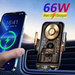 Chargers Chargers Wireless Charger Car Air Air Venture Stand Phone Téléphone pour iPhone 12 13 14 15 Huawei Mate 60 Pro Magnetic USB 66W Super Fast Charge