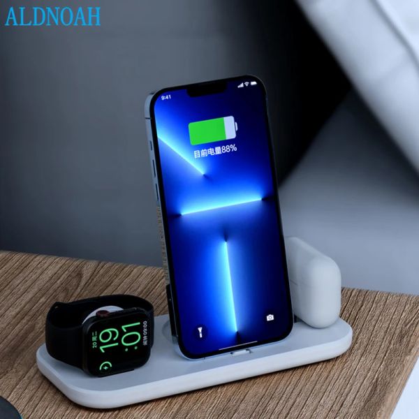 Chargers Wireless Charger Stand 3 in 1 15W Station de charge rapide pour Apple Watch 7 6 Airpods Pro Dock pour iPhone 14 13 12 11 XS XR X 8