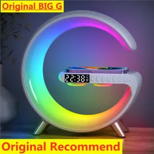 Laders Wireless Charger Stand Alarm Clock Bluetooth luidspreker LED LAMP RGB Night Light snellaadstation voor iPhone Samsung Xiaomi