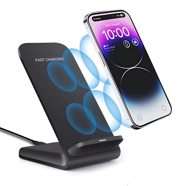 Chargers Wireless Charger Stand pour iPhone 15 14 13 12 11 Pro Max X Mobile Phone Desktop Fast Charging Station pour Xiaomi Huawei Samsung