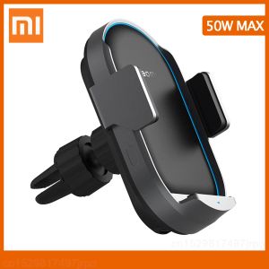 Chargers Xiaomi 50W Max Carrero inalámbrico Charger Pro Carga Flash Sensor Automático Estiramiento Cargo rápido Soporte de teléfono de enfriamiento inteligente