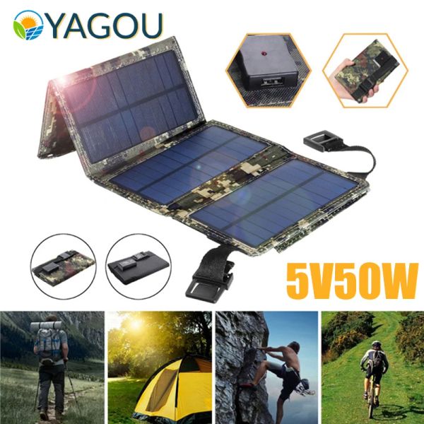 Chargers Kit de panneau solaire pliable Yagou 50W 5V USB SUNPOWER SOLLES CHARGEUR SOLAIRE IMPHERPOSS