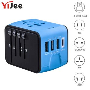 Chargers Yijee Universal Travel Adapter Electronic Plus Sockets 3.4a Charge rapide Charger mural international couvre US / EU / AUS / Royaume-Uni