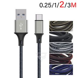 Laadkabel USB telefoongegevenskabels 2m 6ft 3m 10ft tweekleurig nylon vlecht voor micro USB Android Type C