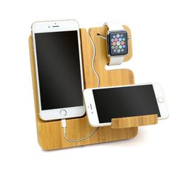 Dock de carga para Apple Watch Phone Stand Station Base de madera Cargador de cargadores para Apple Watch iwatch iPhone Bamboo