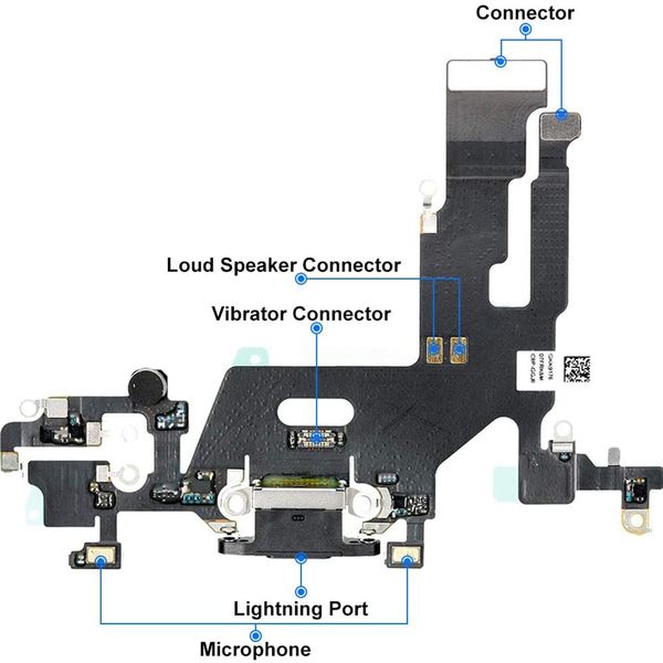 Charge Câble flexible du port USB avec microphone et remplacement de l'antenne de signal pour iPhone 11 11pro max