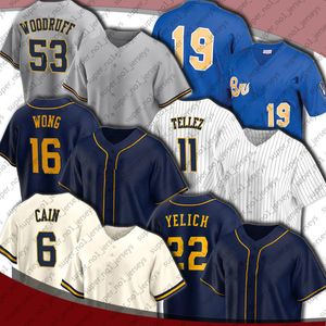 22 Christian Robin Yount Jersey Baseball Yelich Milwaukee Lorenzo Cain Kolten Wong Brad Boxberger Maillots Jace Andrew Peterson McCutchen Hunter Renfroe Adames