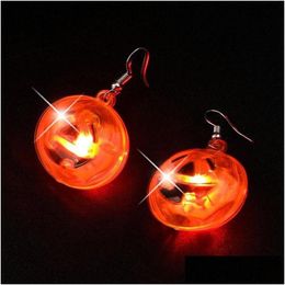 Charme 1 paire citrouille lueur discothèque LED lumières Skl boucles d'oreilles Halloween fête cadeau accessoires livraison directe bijoux Dhqvl