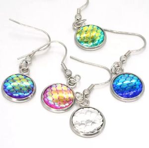 Charm 12 colores Metal de acero inoxidable 12Mm pendientes de escamas de pescado brillante Druzy sirena cabujón gancho para mujer joyería entrega de gota 2021 Dheva