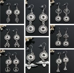 Charm 12mm Noosa Snap Button Dangle kroonluchter oorring 8/stijl selectie bloemblad kerstboom