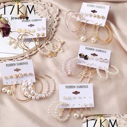 Charme 17Km Vintage Parel Oorbellen Bedel Voor Vrouwen Grote Gouden Kruis Set Oorbel Lange Kwast Vlinder Dangle Drop 2021 Sieraden Dhgarde Otpee