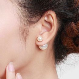Charme 1 paire 2022 femmes boucles d'oreilles perle délicate double face perles oreille boucles d'oreilles pour femmes Bijoux coréen fille boucle d'oreille bijoux cadeaux G230307