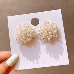 Charme 2020 coréen nouveau à la mode à la main feux d'artifice fleur petite perle grandes boucles d'oreilles pour les femmes mode Bijoux élégant Pendientes G230307