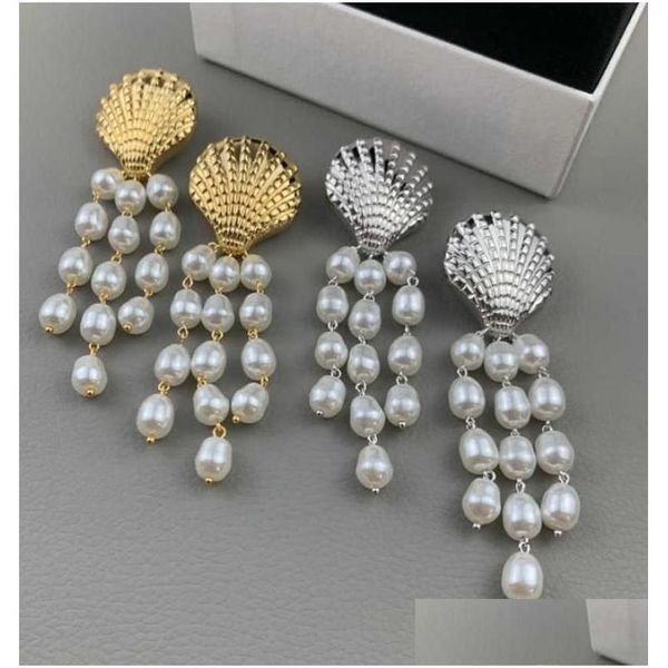 Charme 2022 Marque Mode Perle Bijoux Or Couleur Shell Design Boucles D'oreilles Gland Perles Fête Luxe Top Qualité Grande Taille5645098 Drop De Dher4