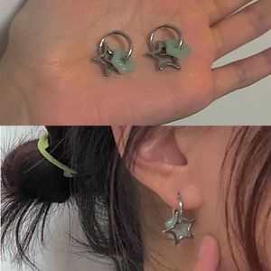Charm 2022 New Chinese Pentagonal Star Stud Earrings for Women Girl New Gothic Y2K Punk Design Earrings Removable Simple Earrings G230307