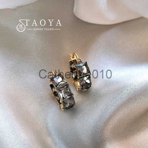 Charm 2023 Luxe premium grijs zirkoonblok Geometrie Hoop oorbellen Girls Koreaanse nieuwe mode -sieraden voor damesfeestje ooraccessoires J230817