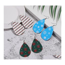 Charme 29 Couleur Mode Arbre De Noël Pu Boucles D'oreilles En Cuir Pour Les Femmes Flocon De Neige Personnalité Boucle D'oreille Goutte D'eau Dangle Bijoux Cadeau Deli Otnsw