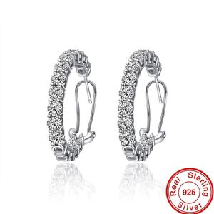 Charm 4 mm Moissanite Diamond Hoop Earring 100% Real 925 Sterling Silver Party Weddingoorbellen voor vrouwen Bridal Promise Sieraden