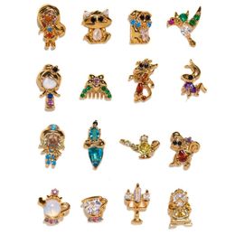 Charm 4-delige set 925 zilveren naalden Ins kleurrijke zirkoon oorbellen voor vrouwen sieraden prachtige schattige oorbel feestcadeau groothandel 230830