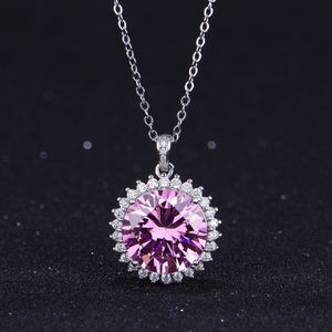 Pendentif en diamant rose de laboratoire 5ct, en argent Sterling 925, collier avec pendentifs de mariage pour femmes, ras du cou pour fête de mariée, bijoux cadeau