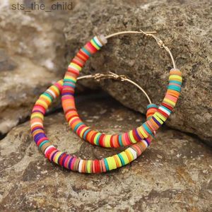 Charme 65 mm Boucles d'oreilles de cerceau pour femmes Bohemian bijoux multicolore en argile d'été accessoires d'oreilles pour filles comme cadeauxc24326