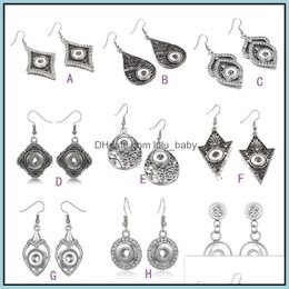 Charm 9 Styles Noosa brokken gember snap oorbellen sieraden vintage hol uit geometrische 12 mm knop charmes voor vrouwen cadeau drop lulubaby dhyj8