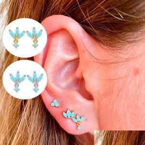 Charm 925 Sterling Sier Earring Minimalistische Bohemia Bling Turquoise Piercing Stud -oorbellen voor vrouwelijke meisjesliefhebbers Verjaardagsgeschenk 836 Z2 DHAQK