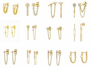 Charme 925 Sterling Silver Ear Needle Stud Boucles D'oreilles Avec Chaîne Pendantes Chaîne Boucles D'oreilles Délicat CZ Boucles D'oreilles Bijoux De Mode pour Femmes G230307