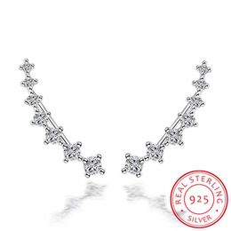 Charm 925 Sterling Silver Four Claws Seven Stars Zirconia Clip oorbellen voor vrouwen Ear Cuff Boucle D'Oreille Femme S-E243 AA230311