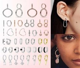 Charme 925 Sterling Silver Hoop Earrings For Women Match Original Moment Boucles d'oreilles Bijoux 2202097333120