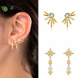 Charme 925 Sterling Silver Needle Shiny Star Boucles d'oreilles en or pour les femmes Boucles d'oreilles géométriques Party Luxury Jewelry Premium Accessoires G230307