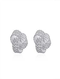 Charm 925 Pendientes de nudos de amor plateado plateado de plata esterlina para mujeres para mujeres 12 mm de diámetro alto polaco6204444