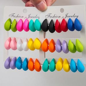 Charme 9 paires ensemble acrylique petites grosses boucles d'oreilles goutte d'eau Dupes pour femmes mat coloré dôme larme goutte boucle d'oreille cerceaux bijoux à la mode 231202