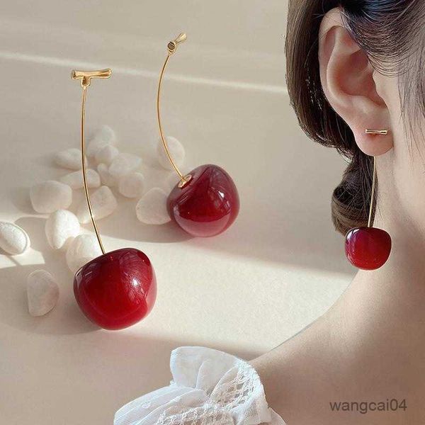 Accessoires de charme pour femmes boucles d'oreilles cerise rouge pour femmes déclaration de fruits boucle d'oreille pendante bijoux de fête de mariage cadeau Mujer R230904