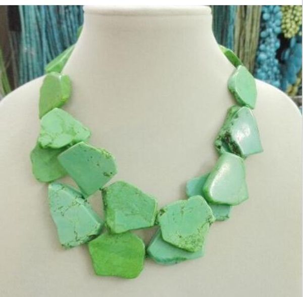 Charme Vert Pomme Turquoise Tranche Collier Ras Du Cou Fait Main Femme Cadeau 2 Couches