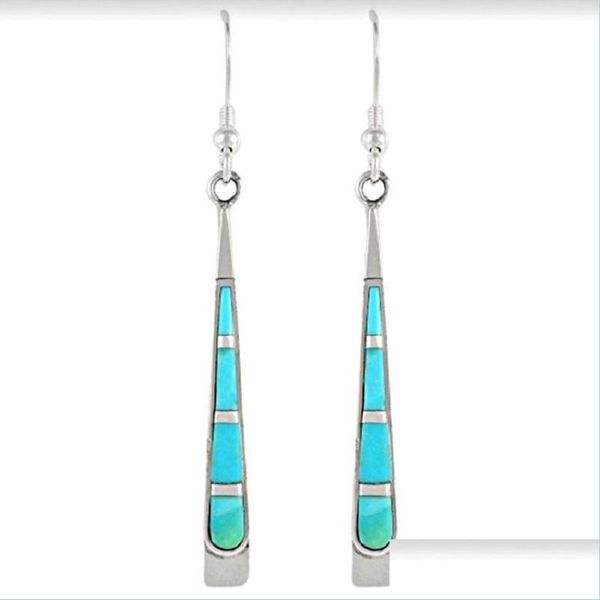 Charme Artificielle Opale Bleu Clair Boucles D'oreilles Long Style Géométrie Alliage Oreille Pendentifs Femmes Grace Boucle D'oreille Bijoux De Mode Accessoires 3 2Q Dh1Dg