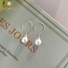 Fascino ASHIQI orecchini pendenti con perle barocche naturali in argento sterling 925 gioielli personalizzati di moda per le donne Z0323