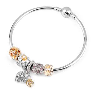 Charme Kralen Armbanden Diamond Heart Hanger Bangle Charm Pandora Gold Bead als Gift DIY Sieraden met Logo