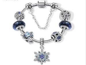 Charm Beads geschikt voor sieraden 925 zilveren armbanden Sneeuwvlok Hanger Bangle blauwe hemel pompoen winkelwagen charmes Diy Sieraden met geschenkdoos9861170