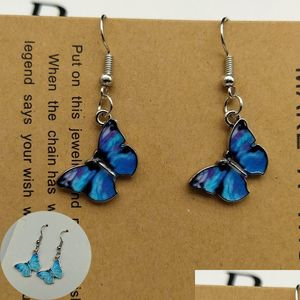 Charm Blue Butterfly Drop Boucle d'oreille pour femmes Mticolor 2021 Alliage Dangle Boucles d'oreilles Déclaration Bijoux de mariage en gros Drop Del Dhgarden Otjs3