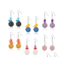 Charme Bohemia Retro Lava Stone Charms Boucles d'oreilles DIY Huile essentielle Diffuseur Bijoux Femmes Volcaniques Perles d'oreille Drop Livraison Dhgqp