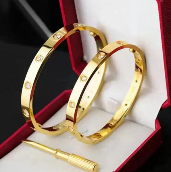 Designer Charm Love Bracelet Bracelets CUFF Femmes Hommes 4CZ Titane Acier Vis Bracelets Or Argent Rose Nail Bracelet couples cadeau