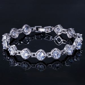 Bracelet à breloques Multicolore AAA Cubic Zirconia Bracelets Blanc Rubis Violet Vert Émeraude Cuivre Crysatal Argent Bracelets Bijoux Bracelets pour Adolescentes Femmes Cadeau