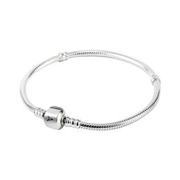 Pulsera con dijes Pulsera de plata de ley 925 al por mayor Cadena de serpiente de 3 mm adecuada Pulsera con cuentas Pando Regalo de joyería DIY para hombres y mujeres