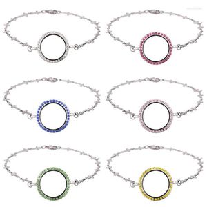 Bracelets porte-bonheur 1 Pc Bonne Qualité DIY Strass Magnétique Verre Médaillon En Acier Inoxydable Chaîne Croix Bracelet