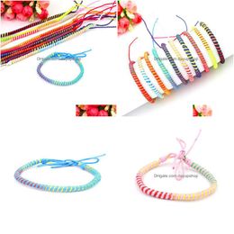 Bracelets de charme 10 couleurs Hippy Bracelet d'amitié à la main Amour Chaîne ronde pour femmes Men5448567 Drop Livraison Bijoux Dhwrx