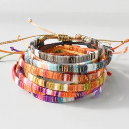 Bracelets de charme 10 PCS / Set Boho Boho Colorful Woven String Bracelet Set Yoga Handmade Golden Velvet for Men Women Lucky Jewelry