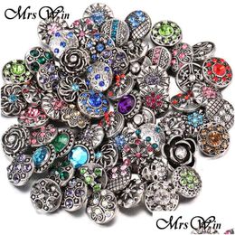 Bracelets porte-bonheur 100 Pcs/Lot vente en gros 12Mm 18Mm bouton pression bijoux pour Bracelet mixte strass métal breloques bricolage boutons 210323 Dro Dhpfl