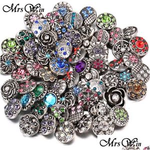 Bedelarmbanden 100 stcs/lot groothandel 12 mm 18 mm snap knoop sieraden voor armband gemengde strass metaal charmes diy knoppen 210323 drop dhtlu