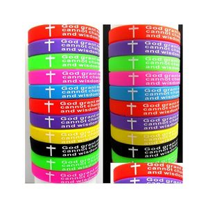 Bracelets de charme 100pcs Top Mix Sérénité Prière Bible Croix Couleur Bracelets En Gros Christian Jésus Bijoux Lots Drop Livraison Dhgcr